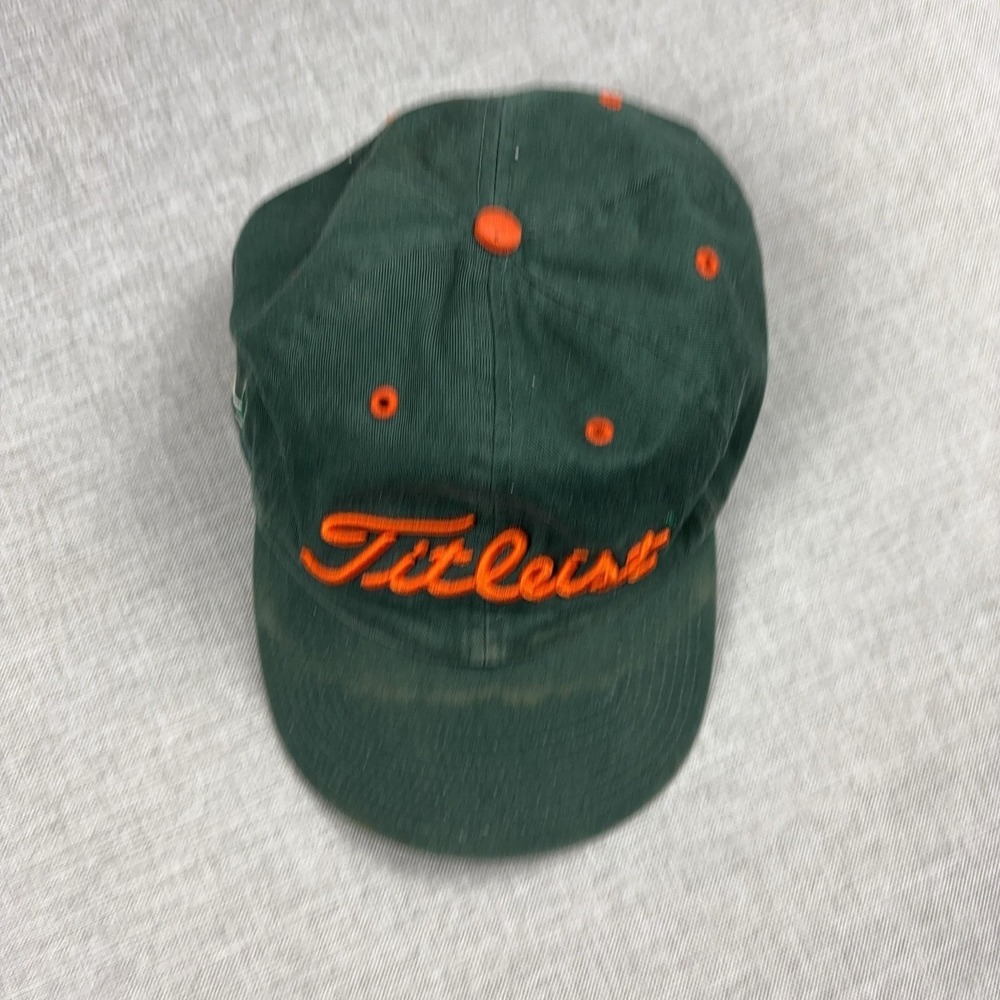 Vintage Miami Hurricanes Hat Cap Strap Back Mens Green Golf Titleist 90s - Picture 2 of 9